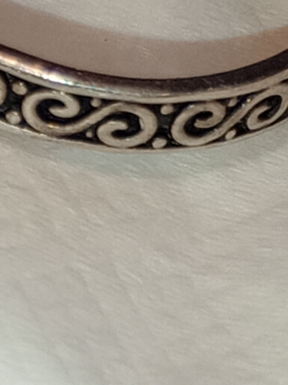 Pearl Sterling Silver Scroll Band Pearl Ring Bezel Set By Janice Girardi - Picture 12 of 16